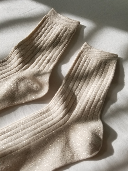 Her Socks – Ivory Gold Glitter